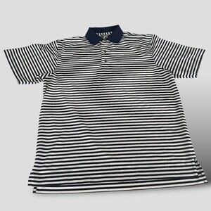 Foot Joy Shirts Men's L Athletic Fit Blue & White Short Sleeve Polo Golf Boat Fj